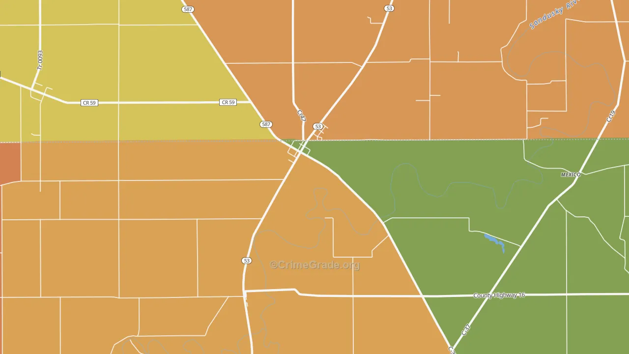 Mc Cutchenville, OH Map of Arson Rates