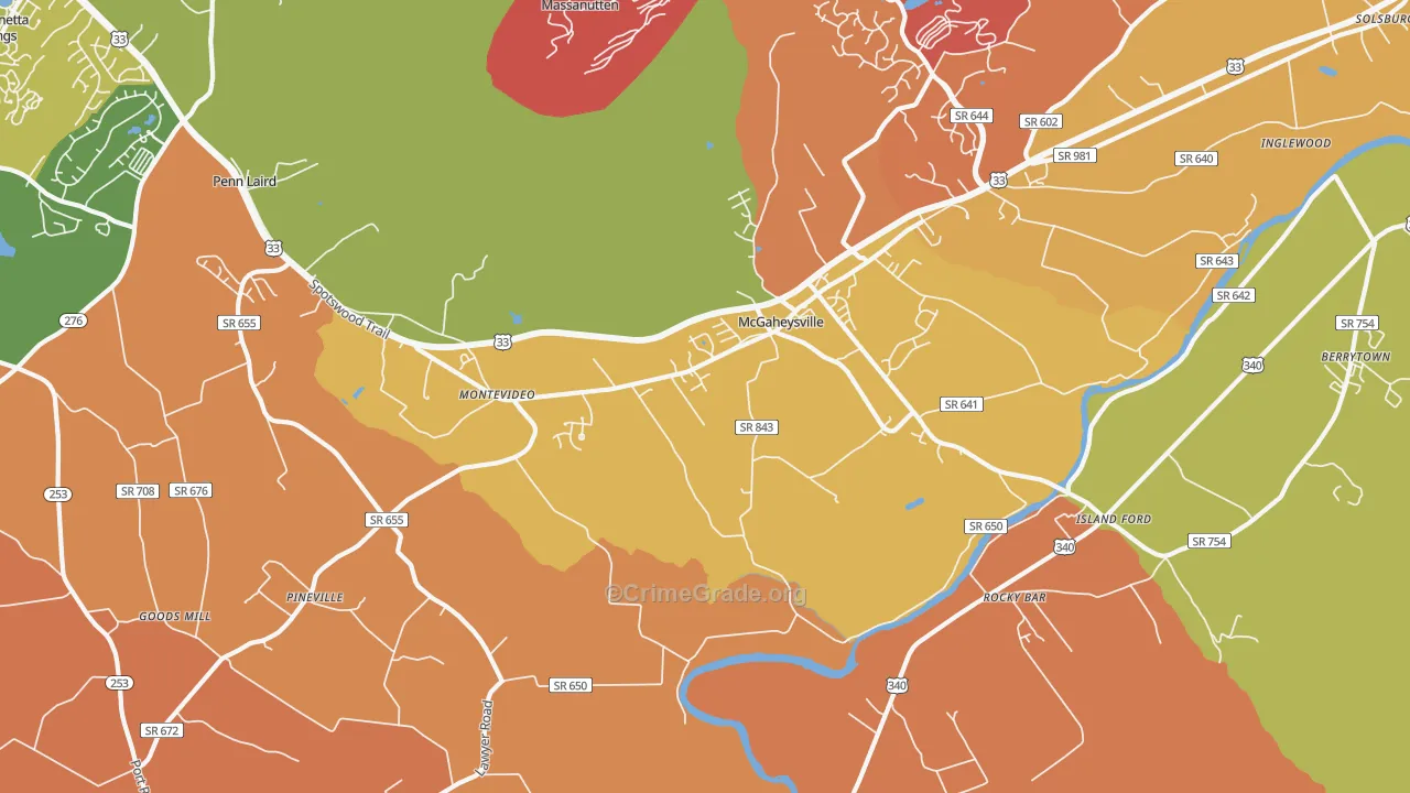 Mc Gaheysville, VA Map of Arson Rates