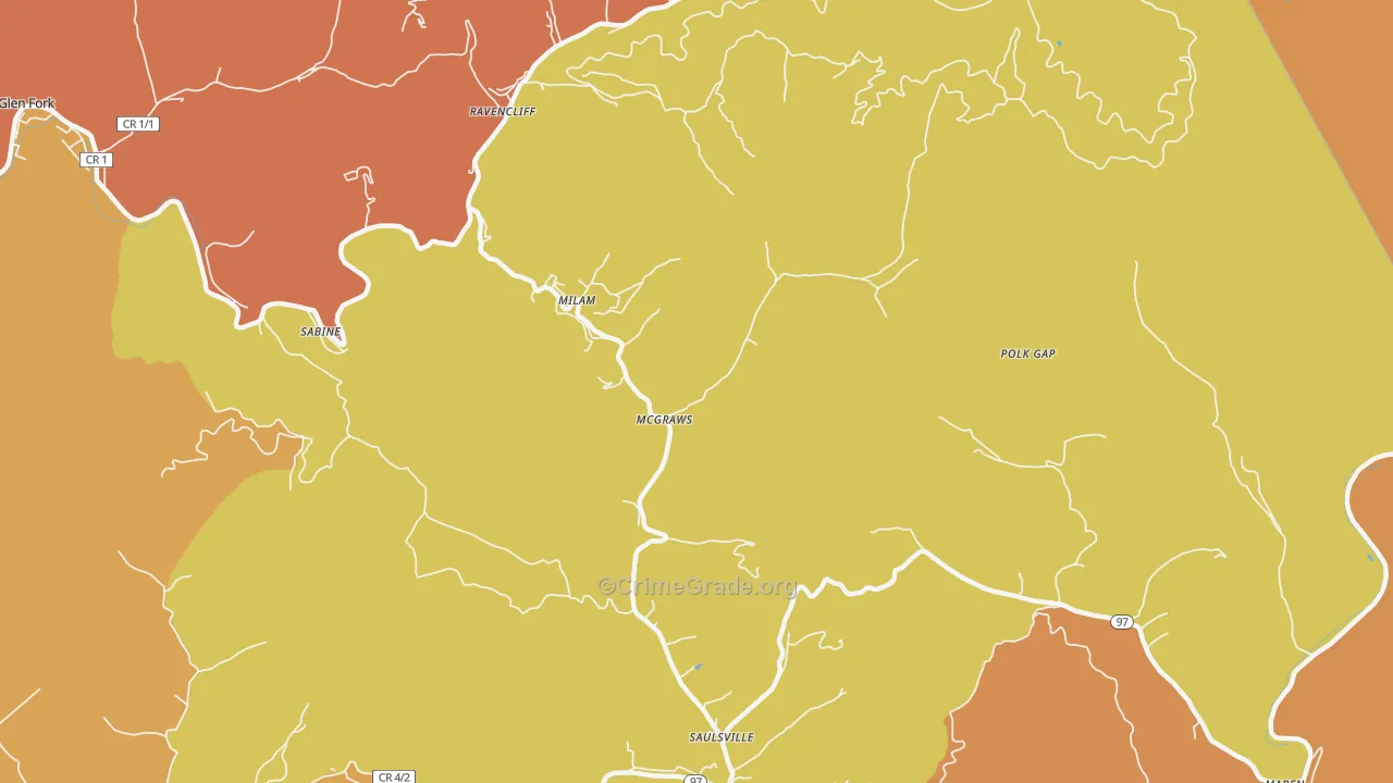 Mc Graws, WV Map of Arson Rates
