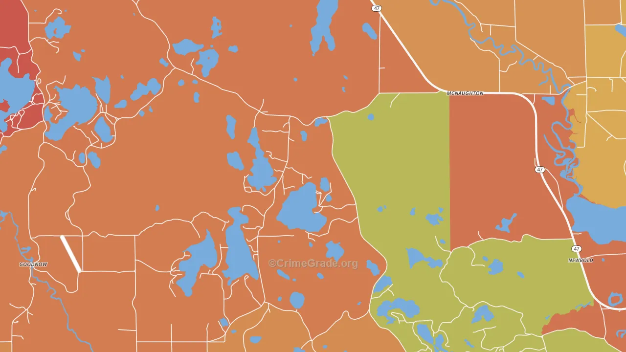 Mc Naughton, WI Map of Arson Rates