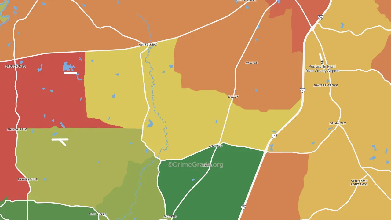 Mc Neill, MS Map of Arson Rates