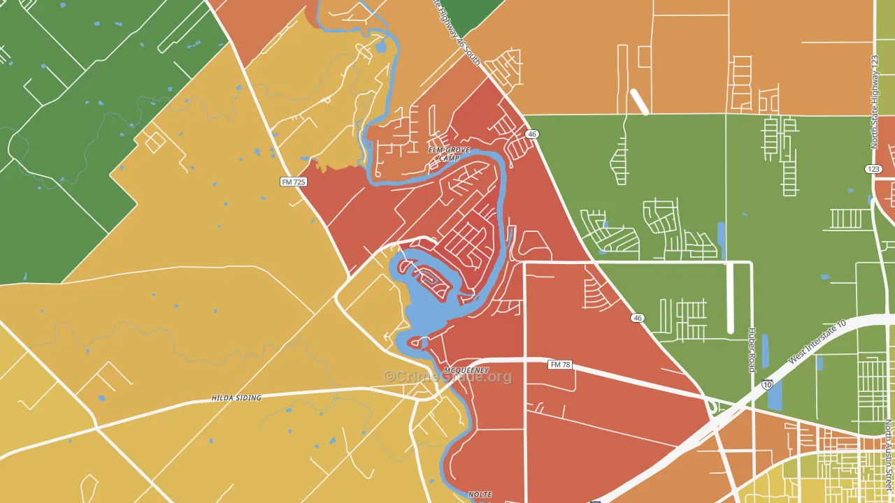 Mc Queeney, TX Map of Arson Rates
