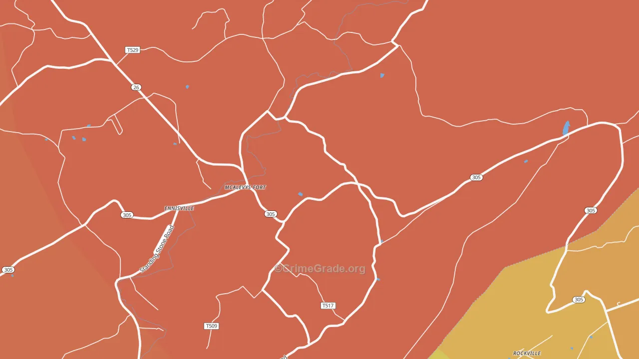 McAlevys Fort, PA Map of Arson Rates
