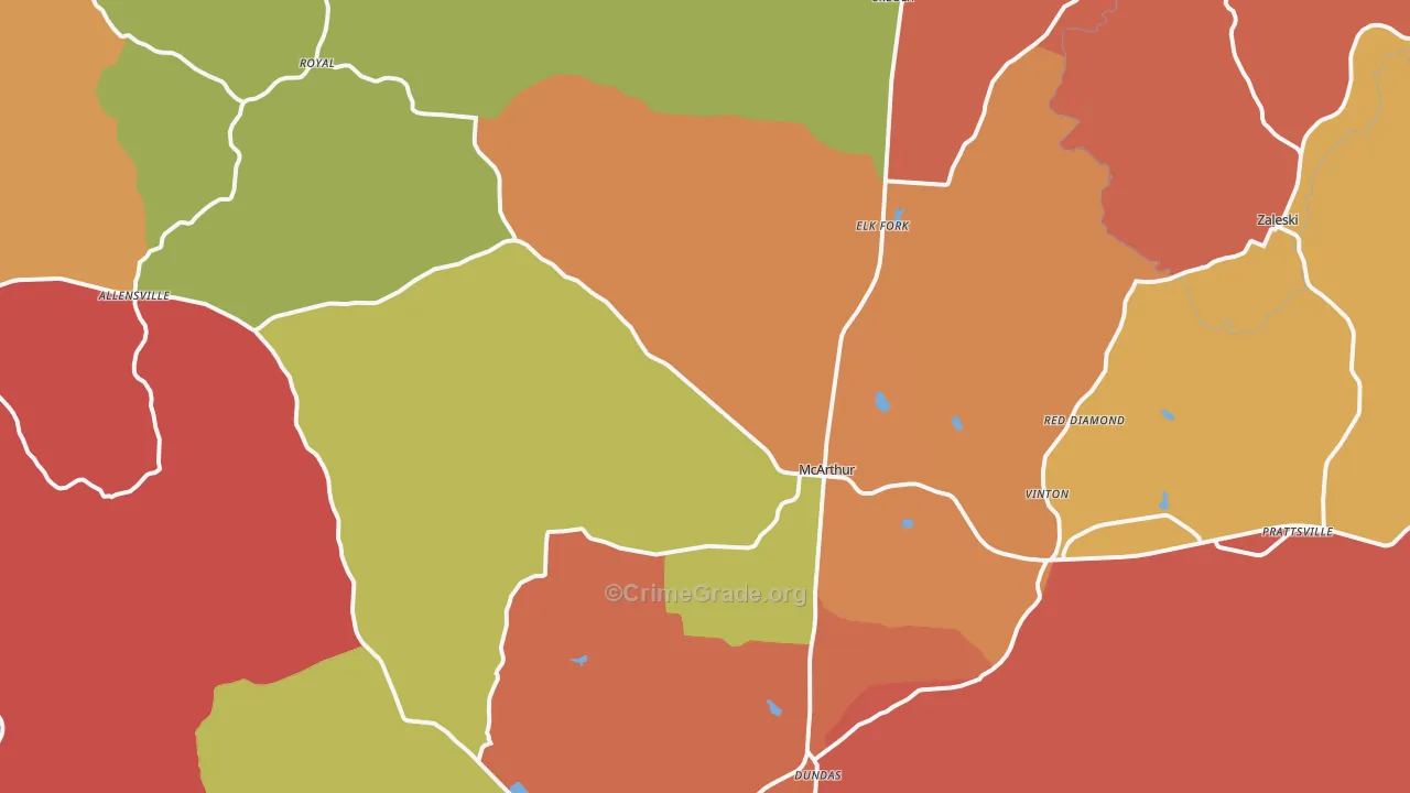McArthur, OH Map of Arson Rates