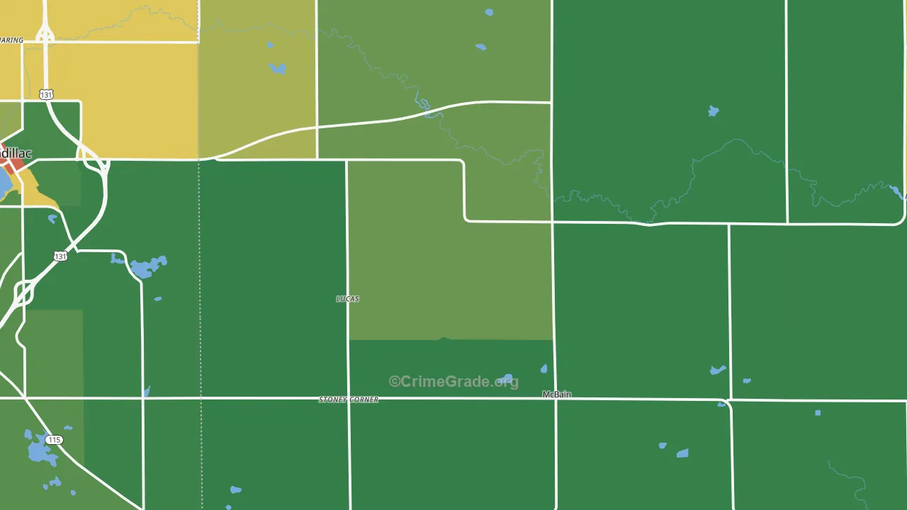 McBain, MI Map of Arson Rates