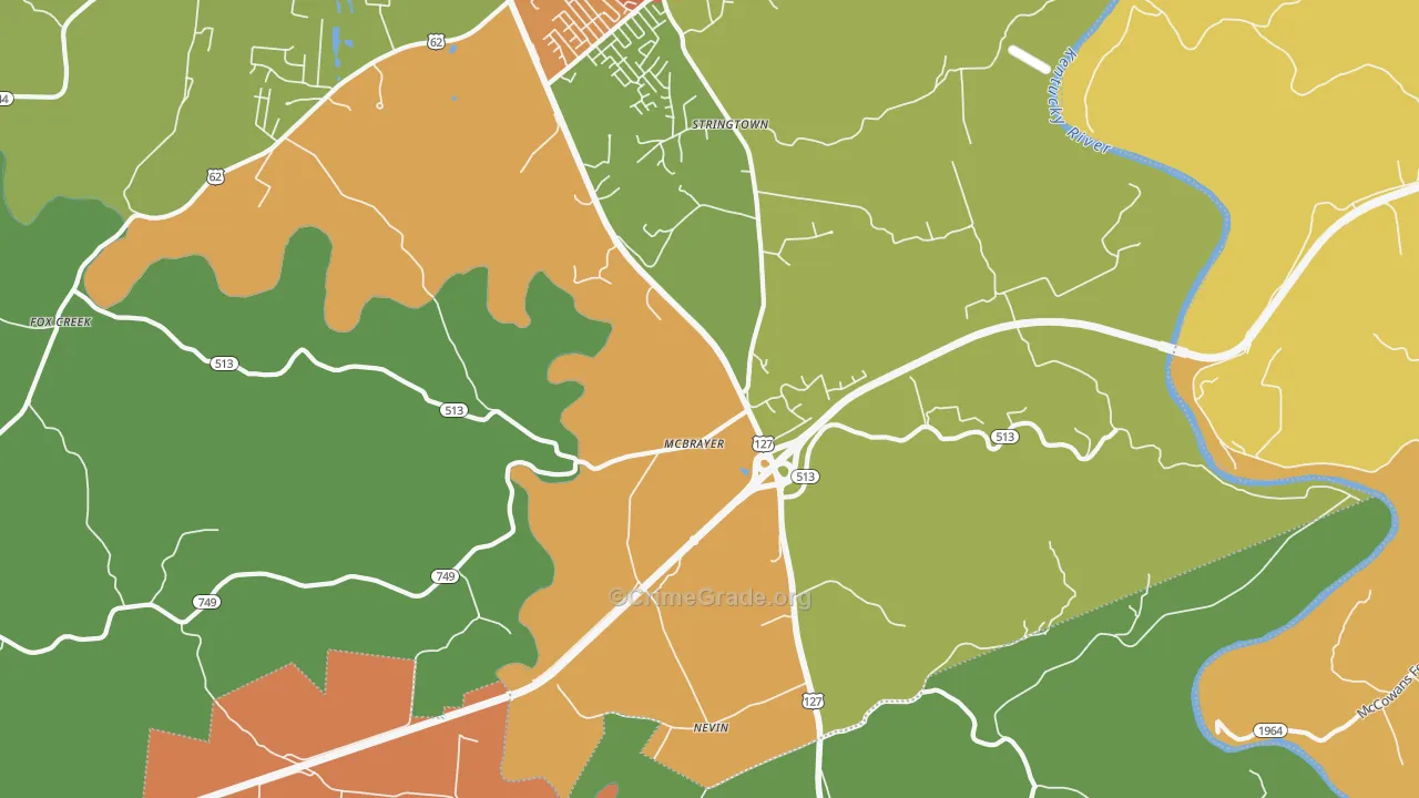 McBrayer, KY Map of Arson Rates