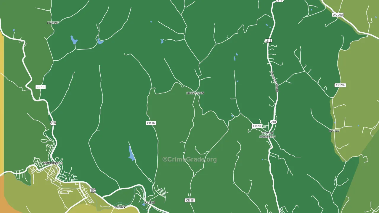 McClellan, WV Map of Arson Rates