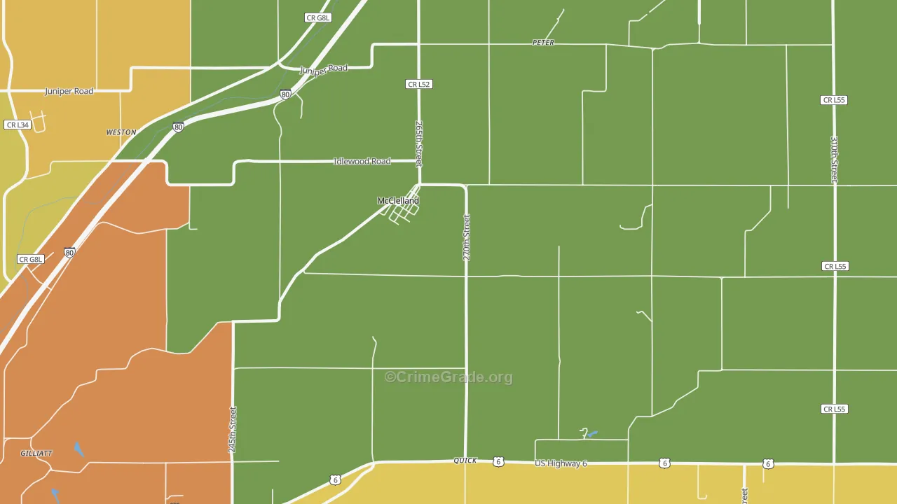 McClelland, IA Map of Arson Rates