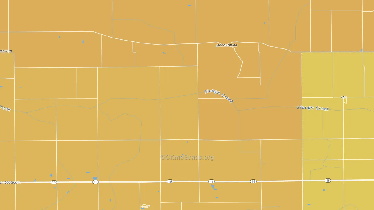 McCoysburg, IN Map of Arson Rates