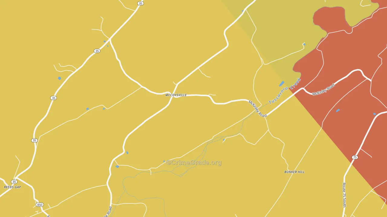 McCoysville, PA Map of Arson Rates