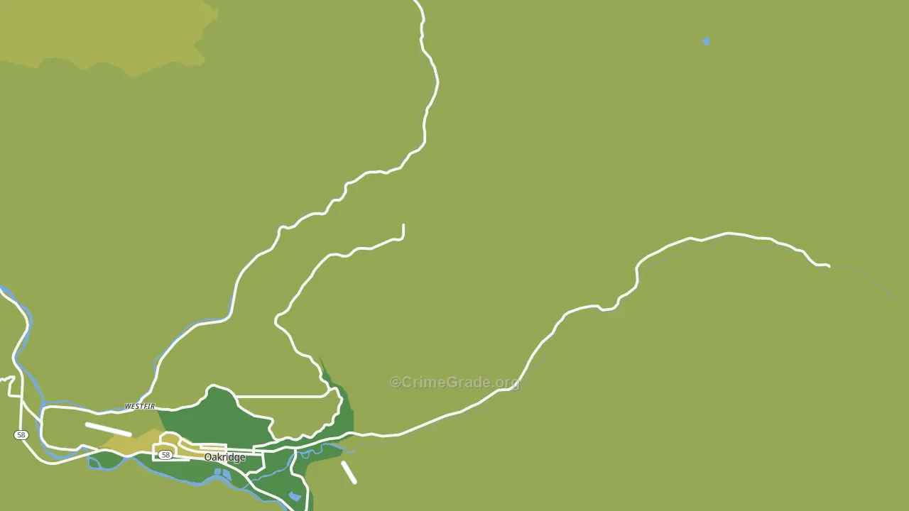 McCredie Springs, OR Map of Arson Rates
