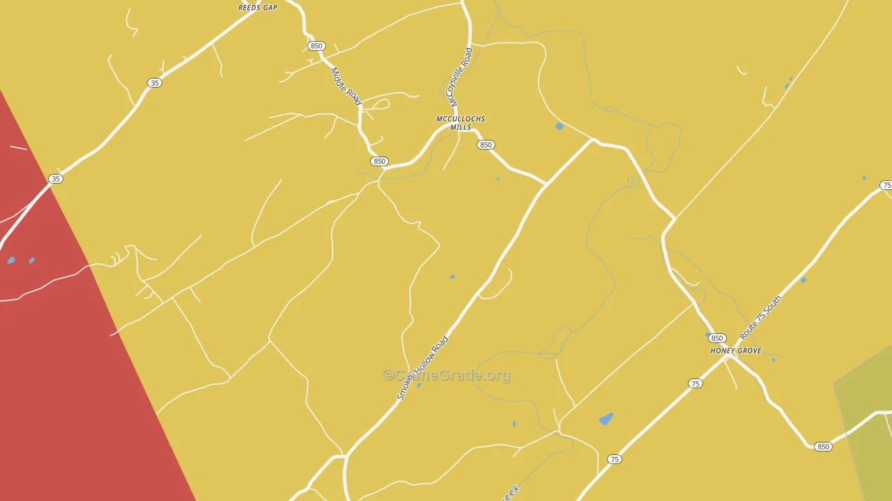 McCullochs Mills, PA Map of Arson Rates