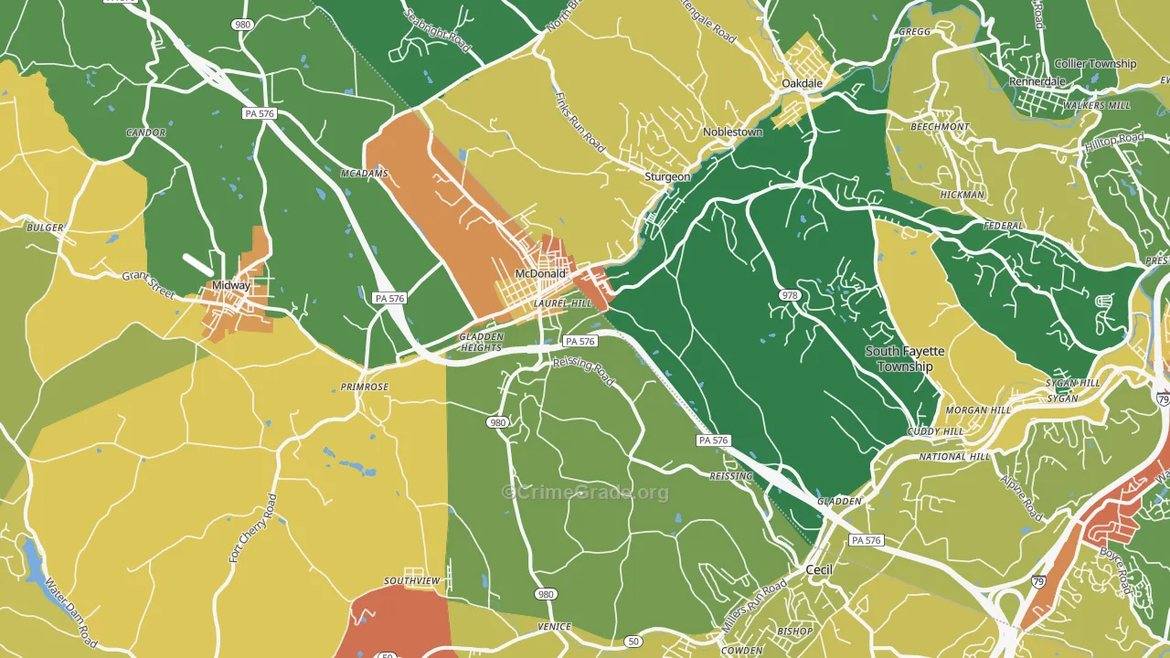 Mcdonald, PA Map of Arson Rates