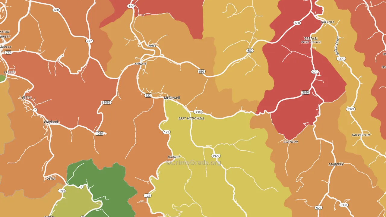 McDowell, KY Map of Arson Rates