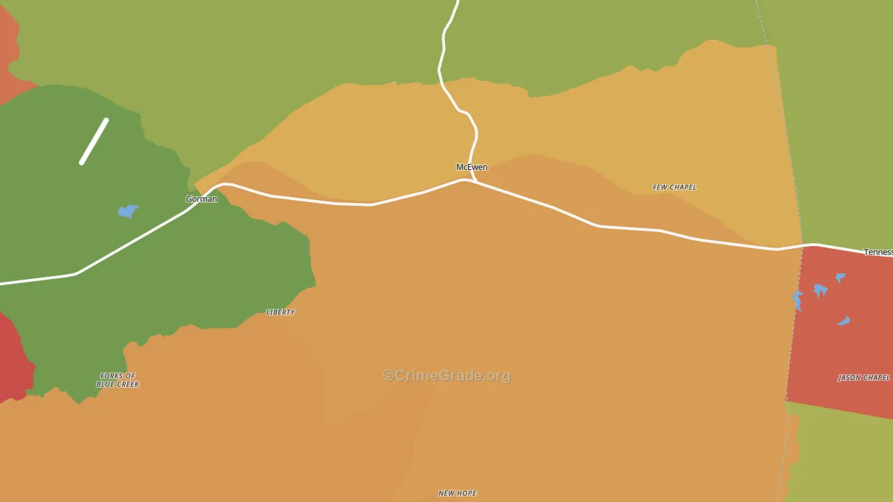 McEwen, TN Map of Arson Rates