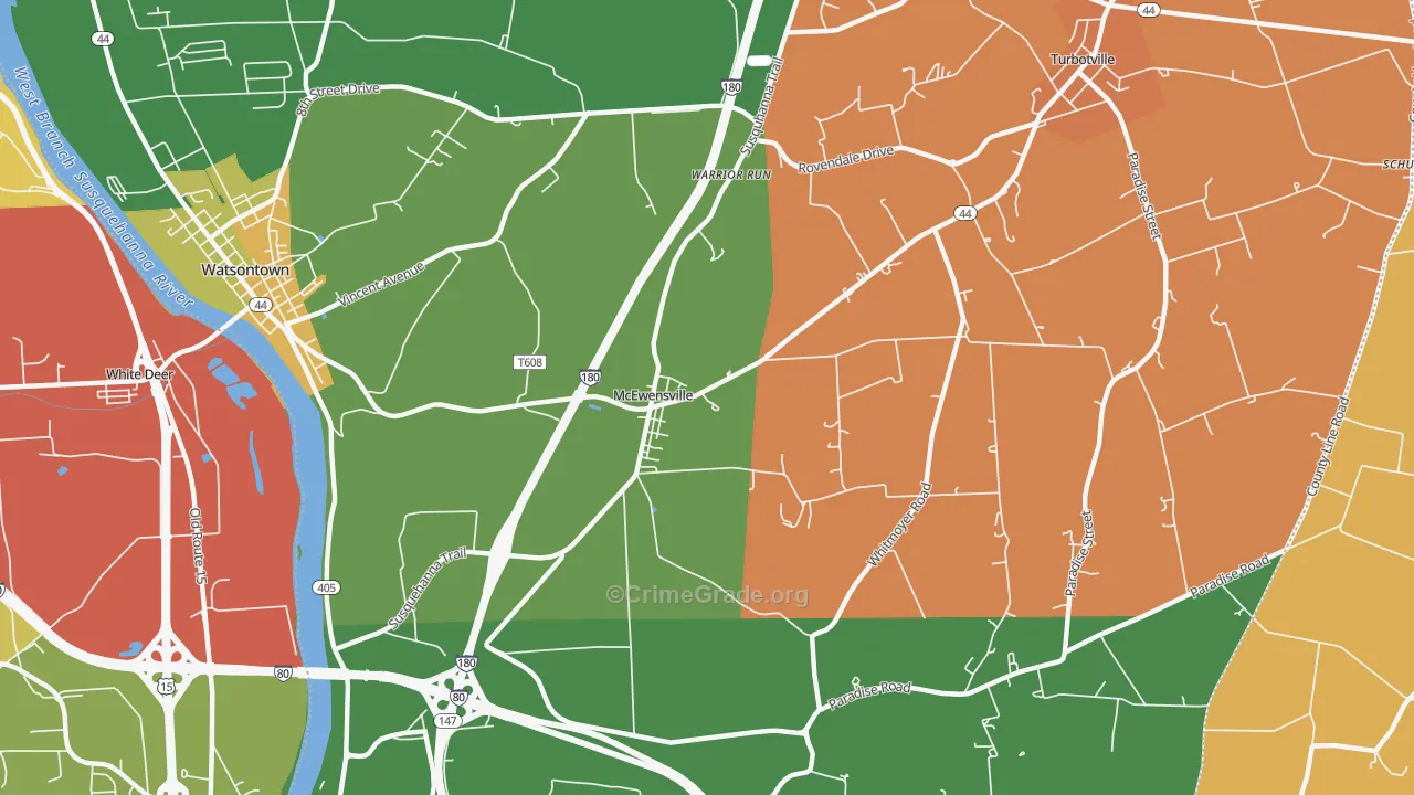 McEwensville, PA Map of Arson Rates