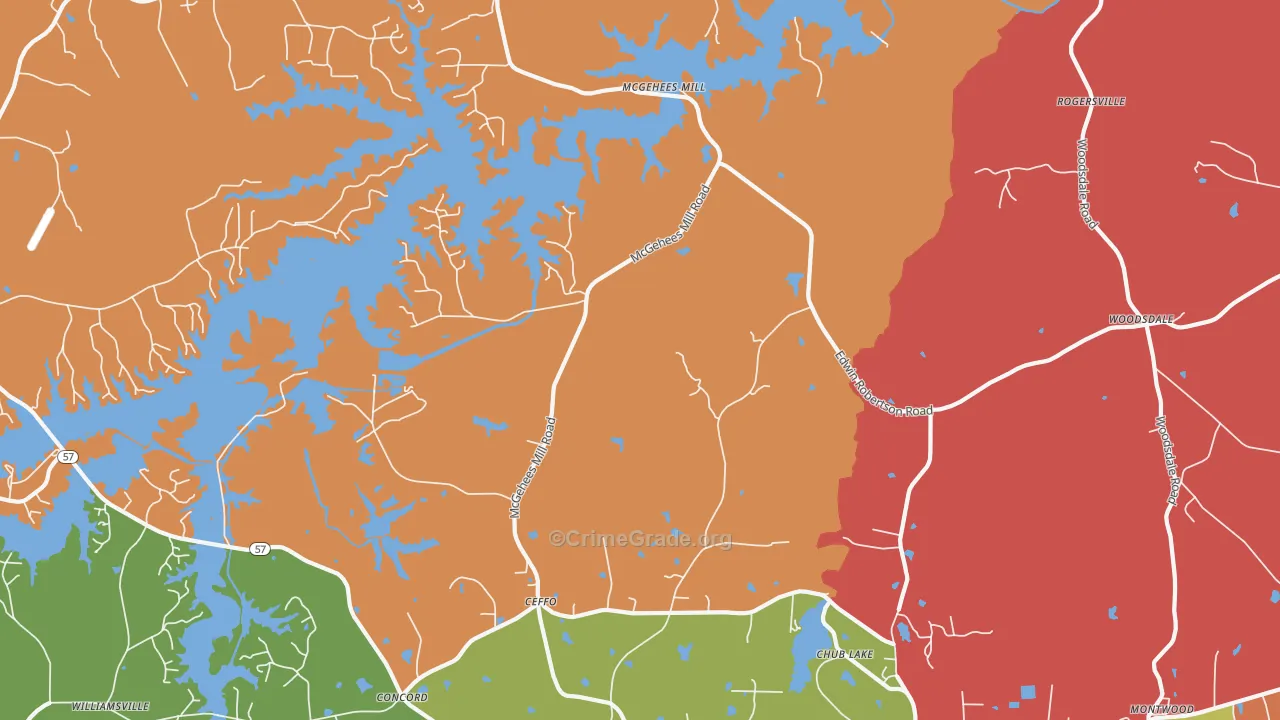 McGehees Mill, NC Map of Arson Rates