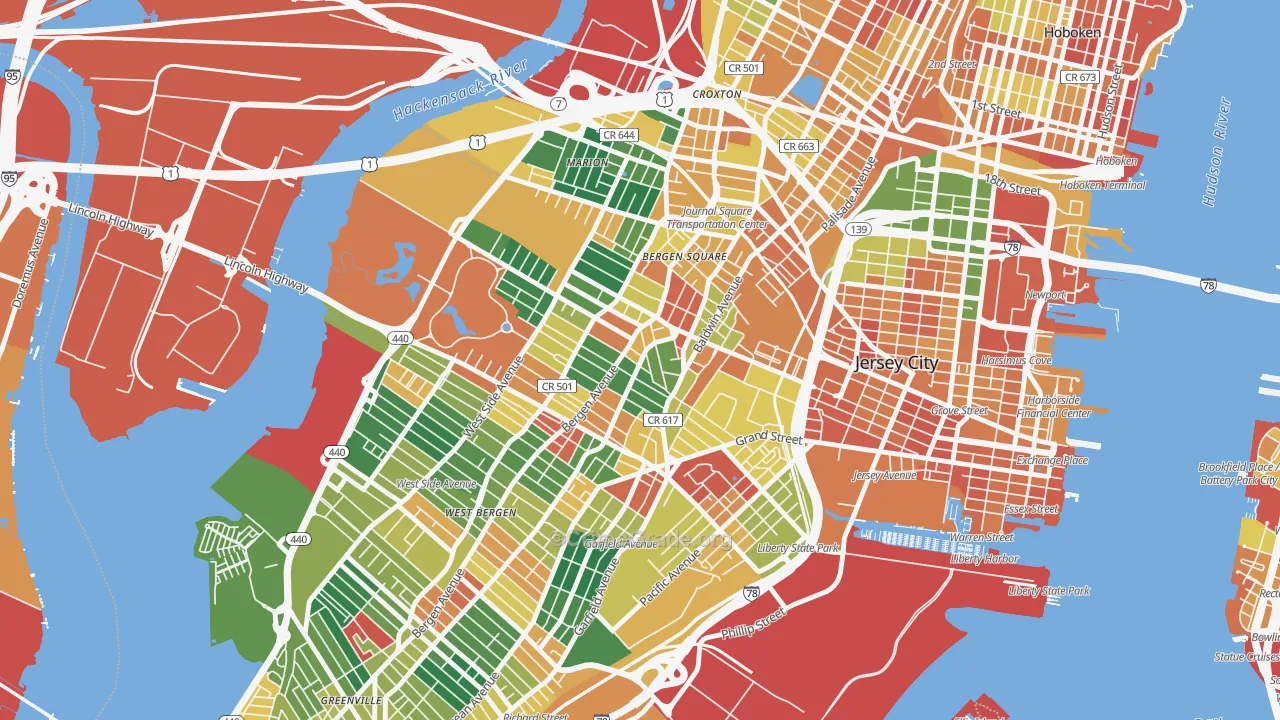 McGinley Square, Jersey City, NJ Map of Arson Rates