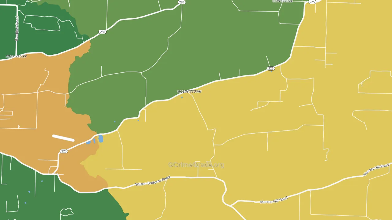 McGintytown, AR Map of Arson Rates