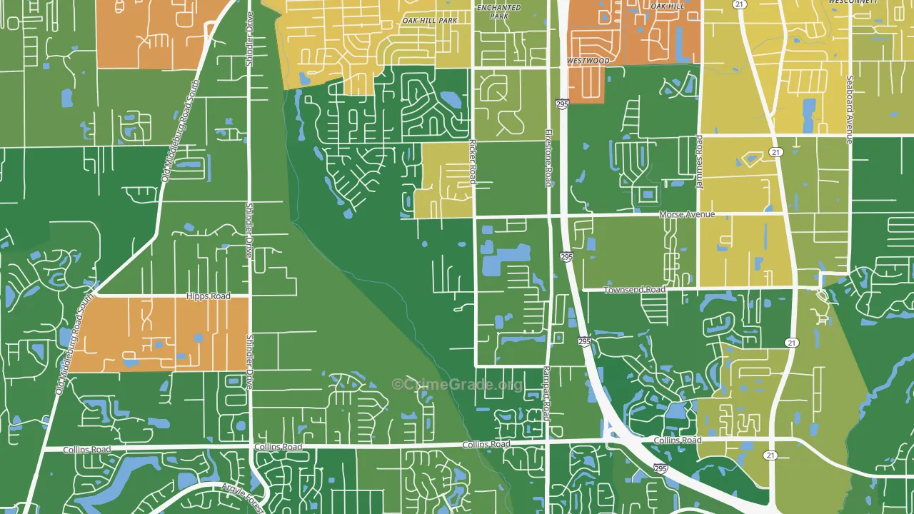 McGirts Creek, Jacksonville, FL Map of Arson Rates