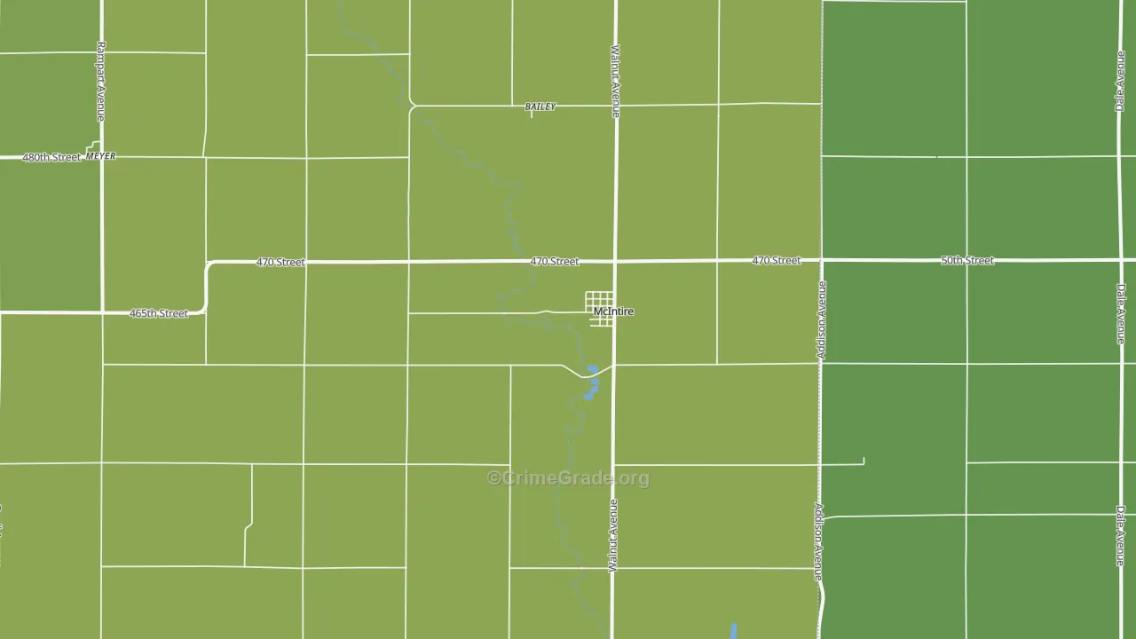 McIntire, IA Map of Arson Rates