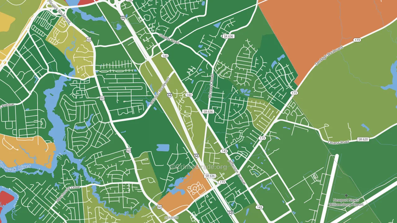McIntosh, Newport News, VA Map of Arson Rates