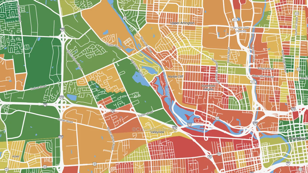 McKinley Avenue Corridor, Columbus, OH Map of Arson Rates