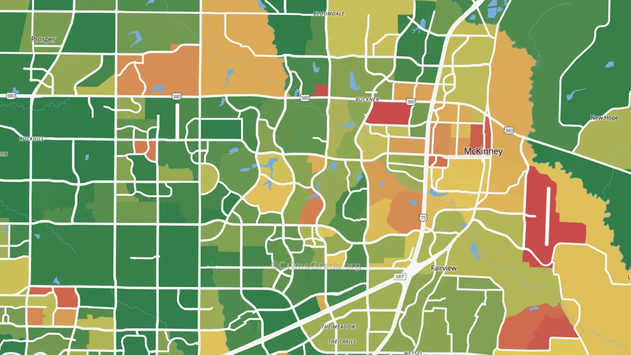 McKinney, TX Map of Arson Rates