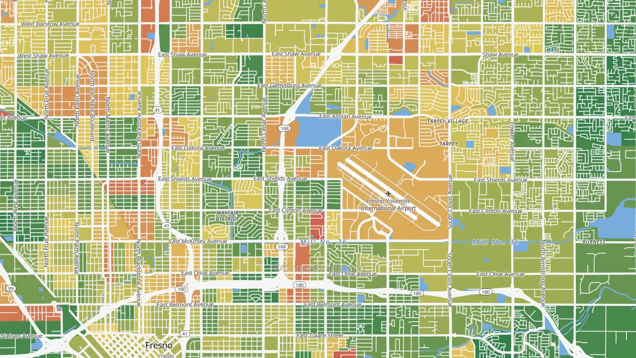 McLane, Fresno, CA Map of Arson Rates