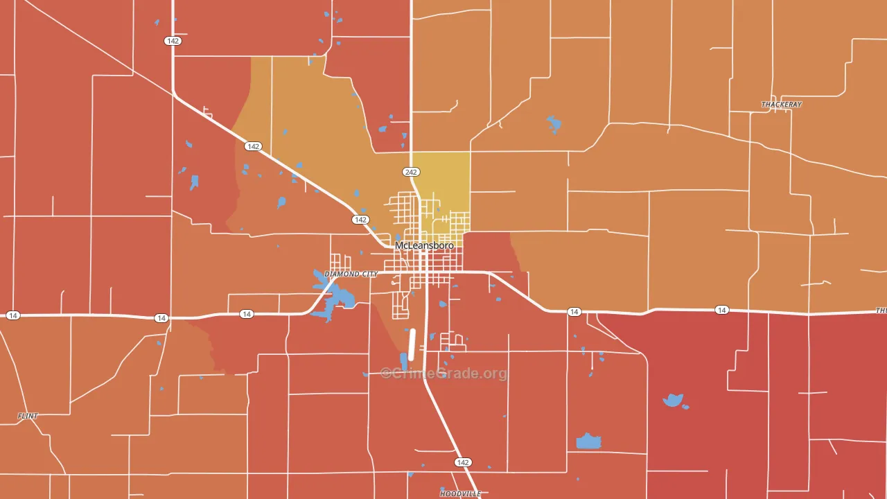 McLeansboro, IL Map of Arson Rates