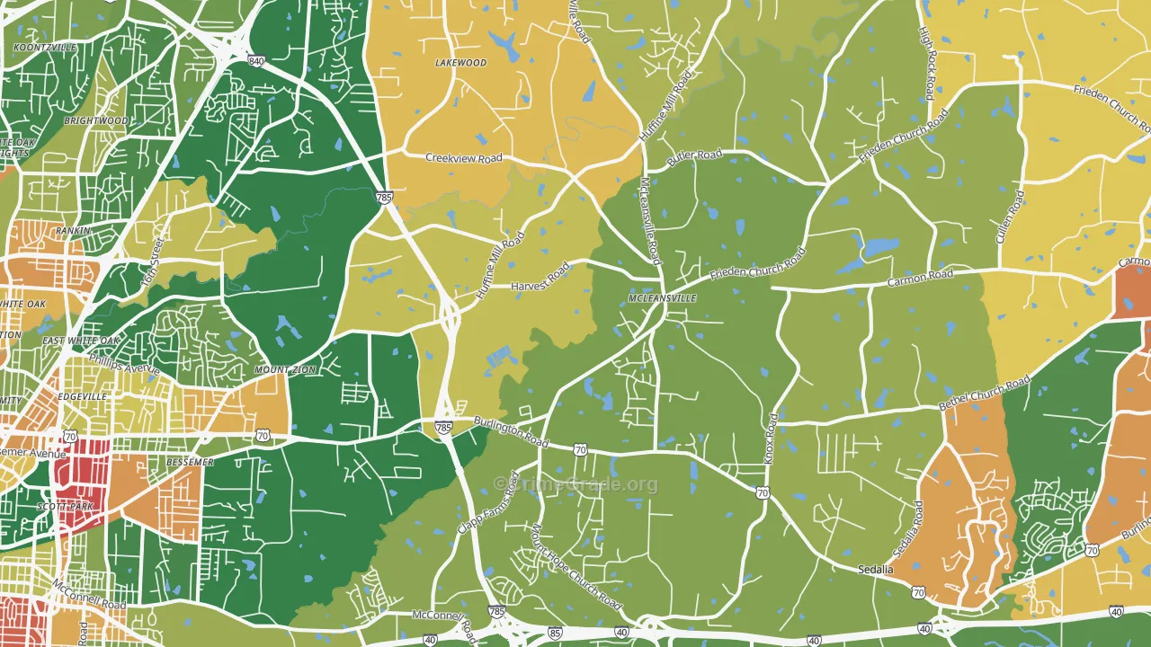 McLeansville, NC Map of Arson Rates