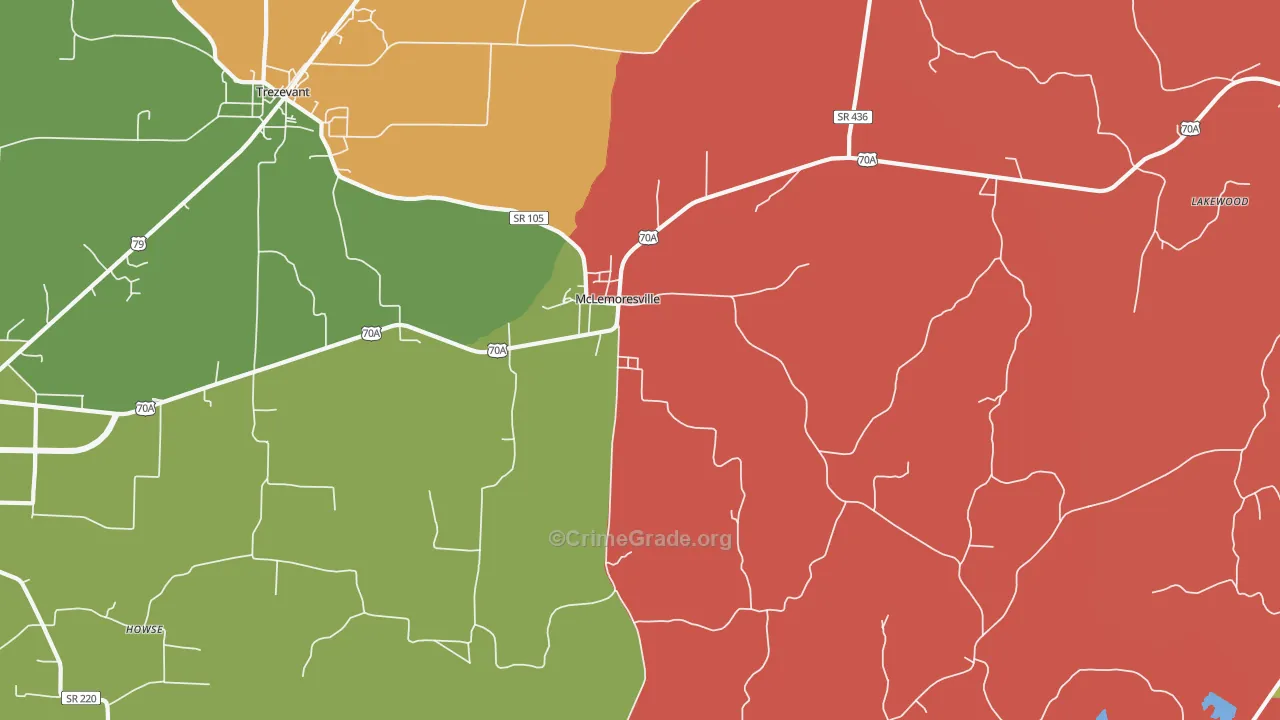 McLemoresville, TN Map of Arson Rates