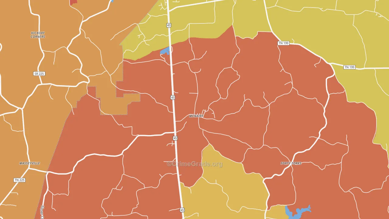 McNairy, TN Map of Arson Rates