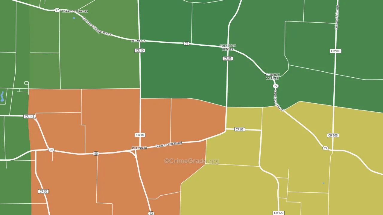 McNalls, NY Map of Arson Rates