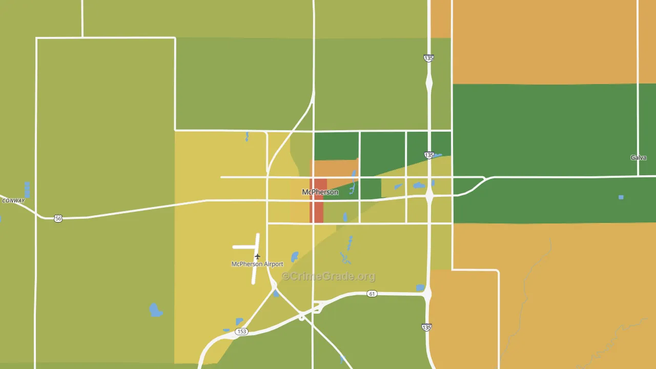 McPherson, KS Map of Arson Rates