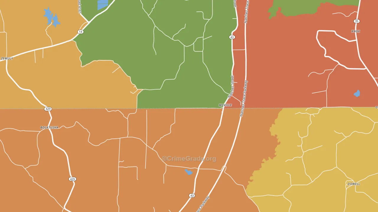 McVille, MS Map of Arson Rates