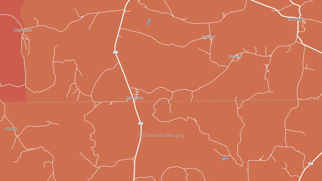 McWilliams, AL Map of Arson Rates