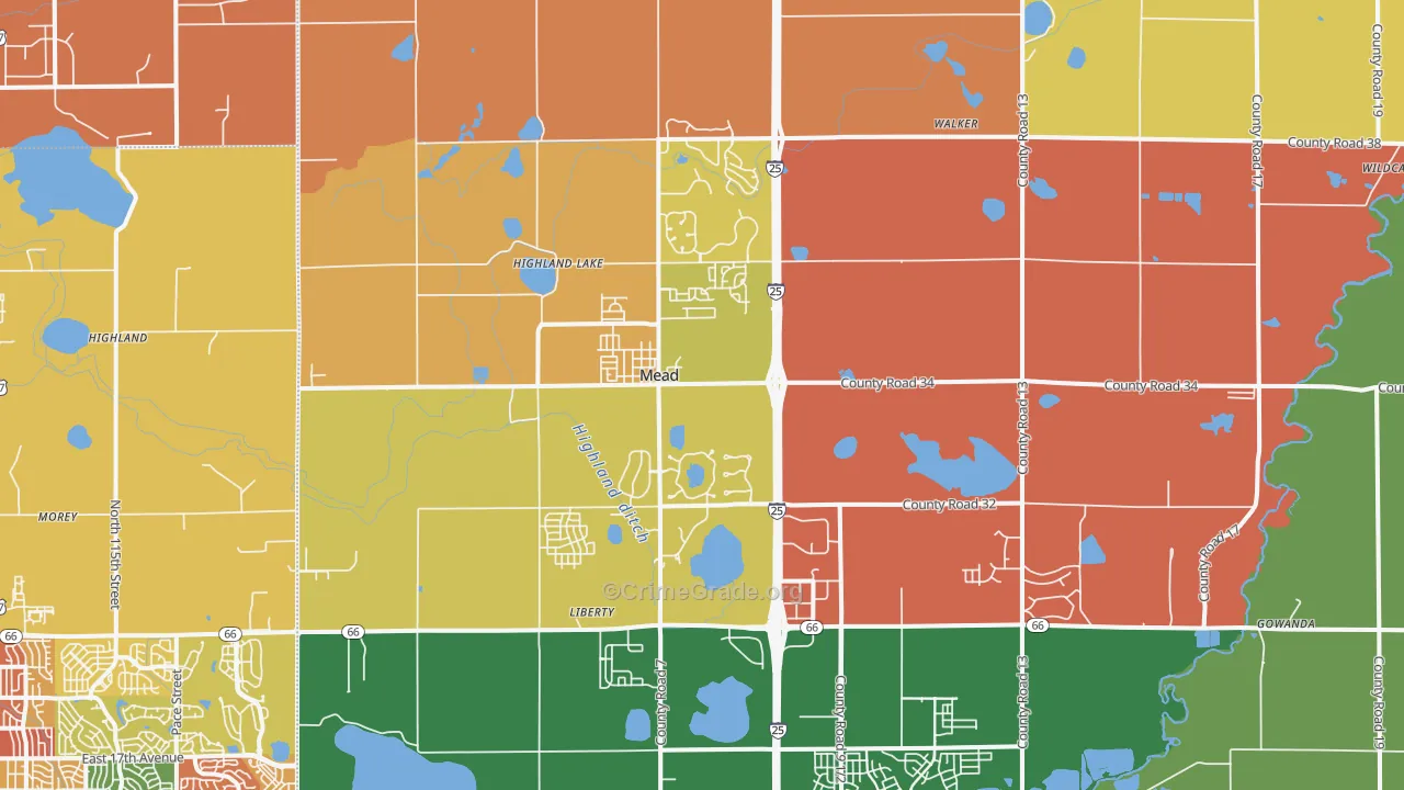 Mead, CO Map of Arson Rates