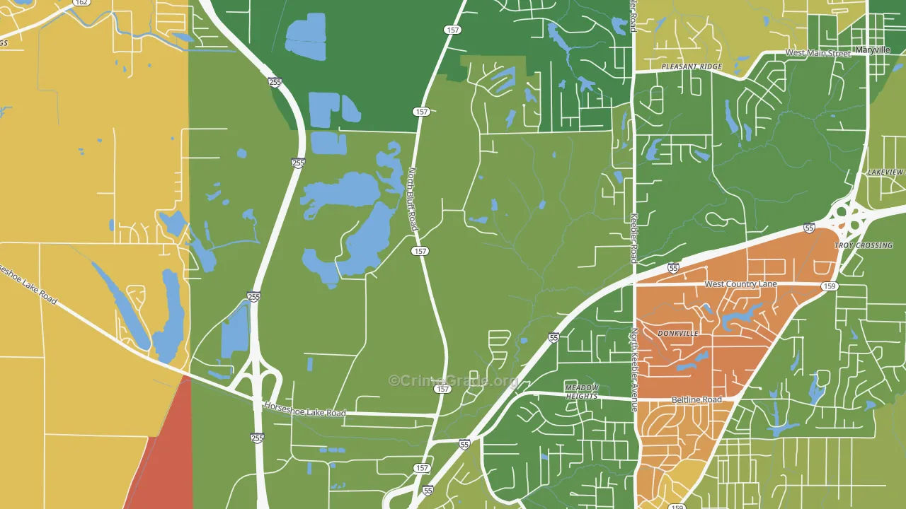 Meadow Heights, IL Map of Arson Rates