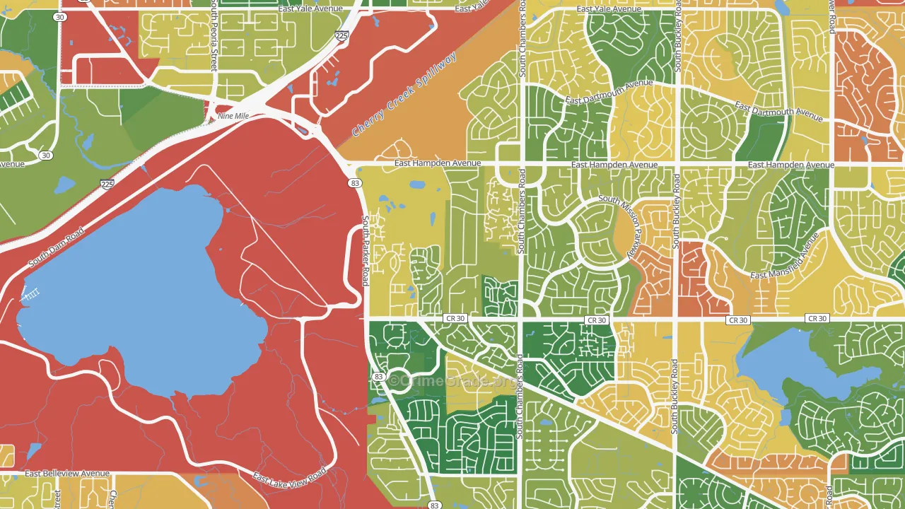 Meadow Hills, Aurora, CO Map of Arson Rates