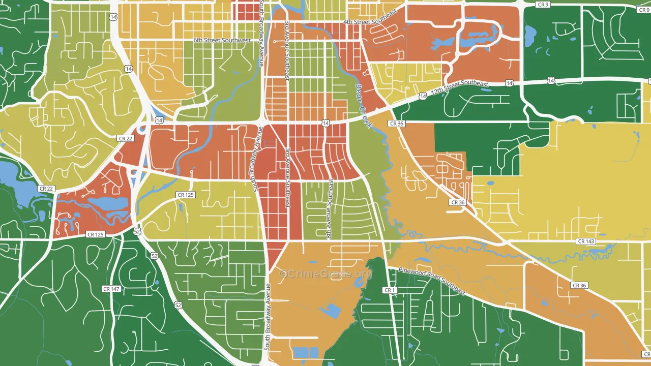 Meadow Park, Rochester, MN Map of Arson Rates