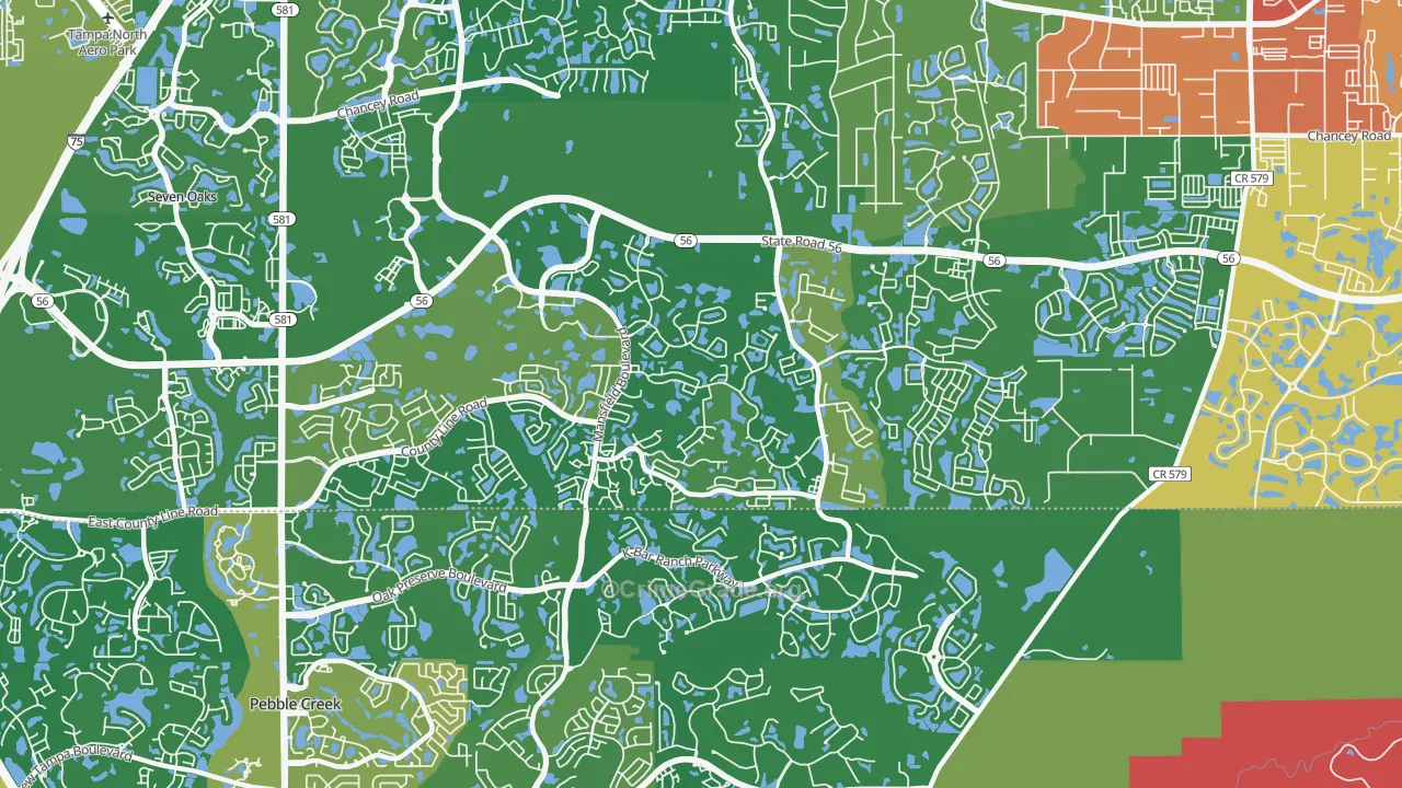 Meadow Point, Wesley Chapel, FL Map of Arson Rates