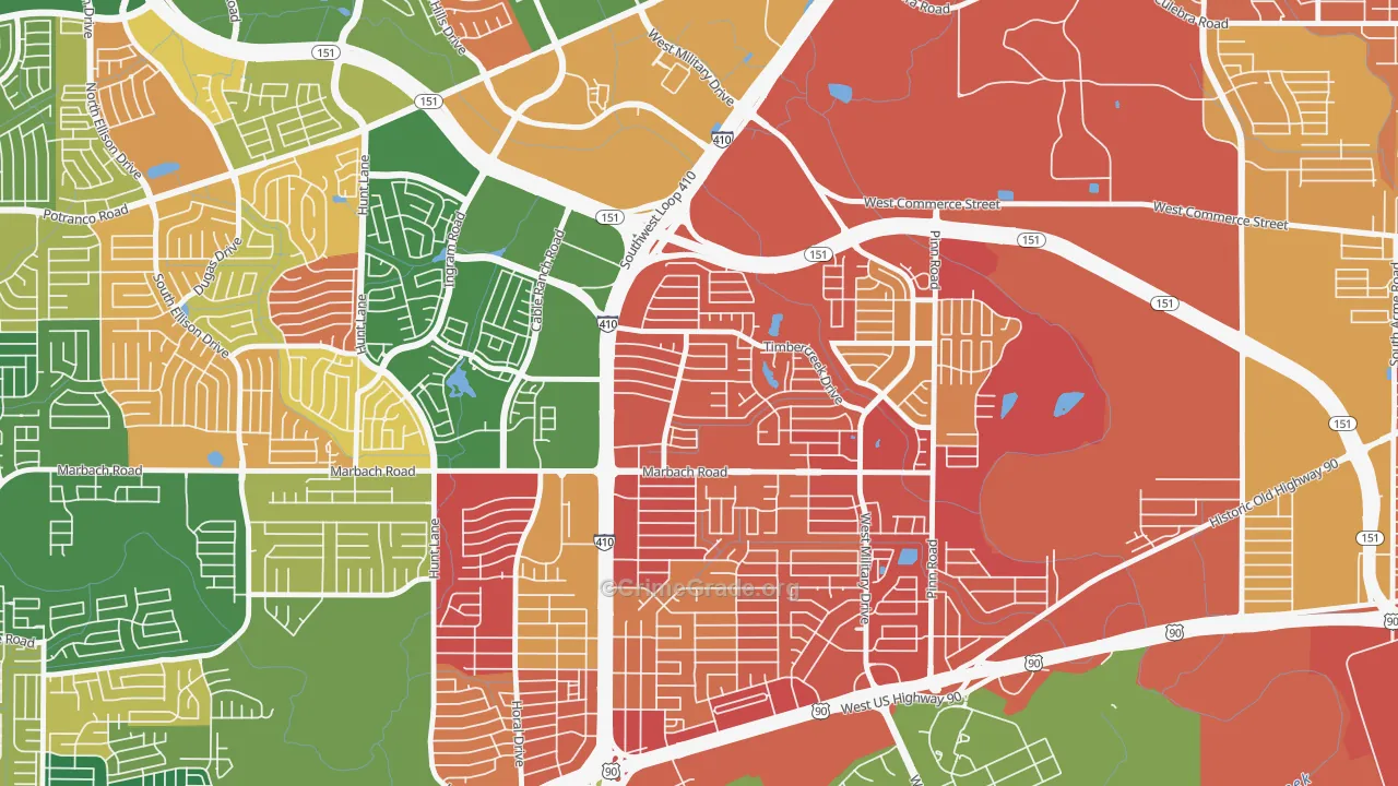 Meadow Village, San Antonio, TX Map of Arson Rates