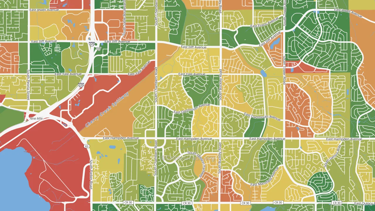 Meadow Wood, Aurora, CO Map of Arson Rates