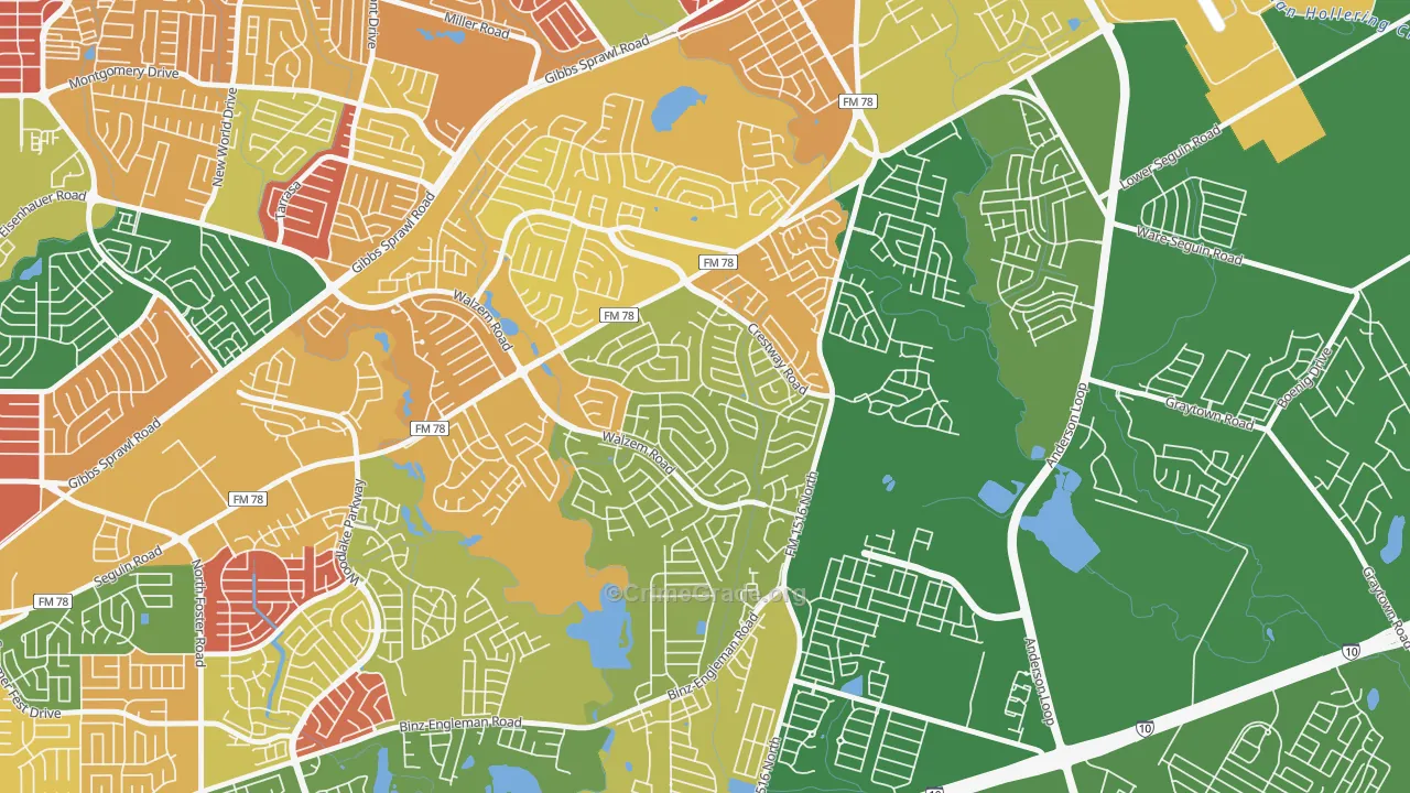 Meadowbrook, Converse, TX Map of Arson Rates