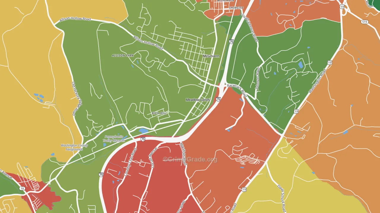 Meadowlands, PA Map of Arson Rates