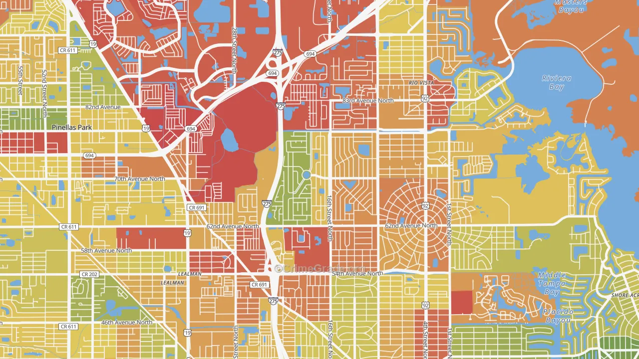 Meadowlawn, St. Petersburg, FL Map of Arson Rates