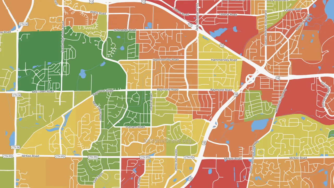 Meadowood, Madison, WI Map of Arson Rates