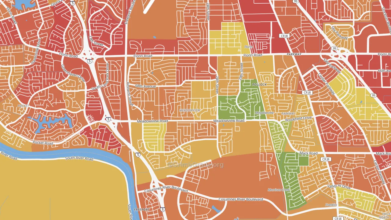 Meadowview, Sacramento, CA Map of Arson Rates