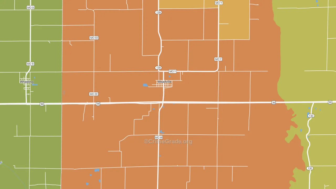 Meadville, MO Map of Arson Rates